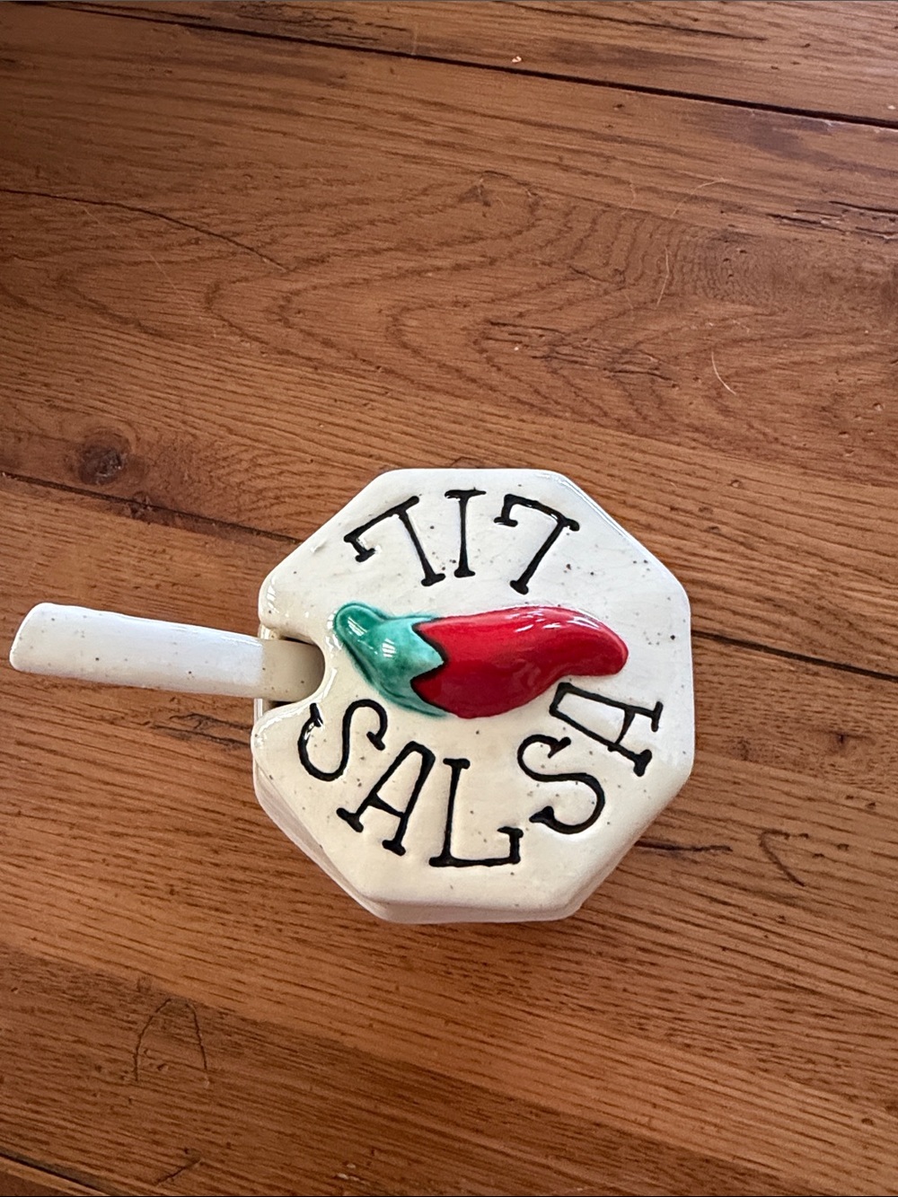 Ceramic Salsa Server with Chili Lid - Red & Green